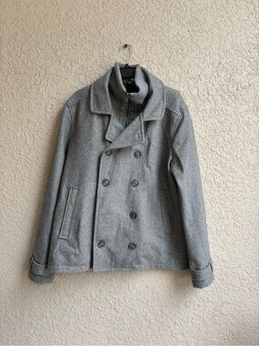 H&M divided Men's Double-Breasted Peacoat in Light Gray